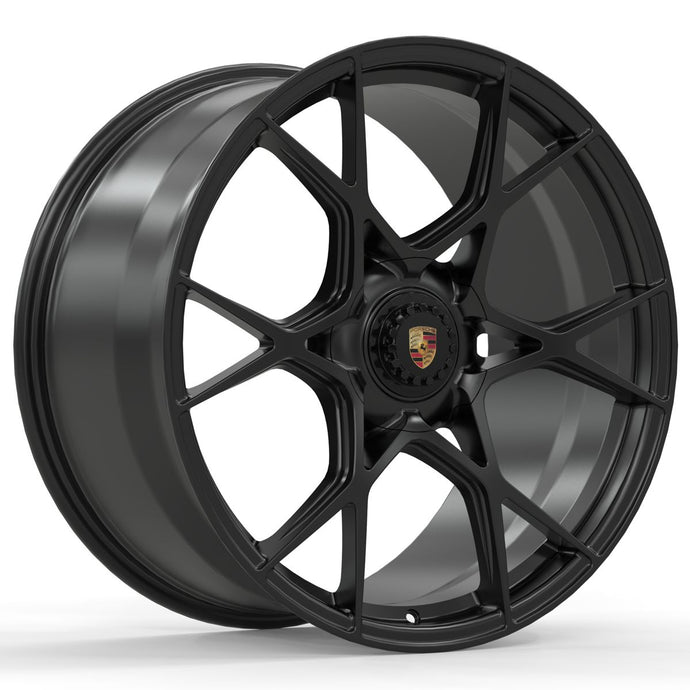 Forged PS8 OEM Plus 20 Inch Staggered Wheels Satin Black - Porsche 718